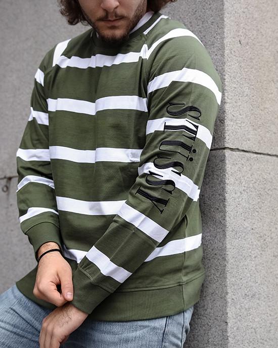 STRIPED RAGLAN CREW