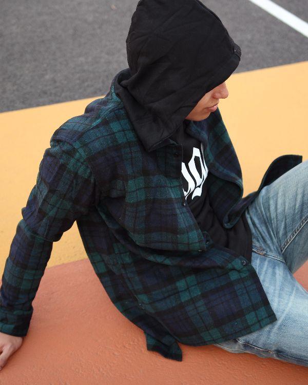 DMITRI HOODED FLANNEL SHIRT